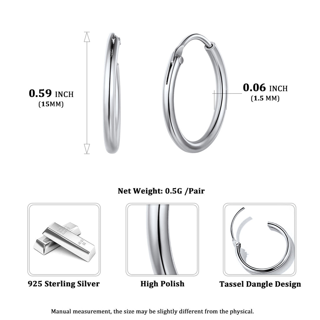 Classic Sterling Silver Piercing Hollow Hoop Earrings for