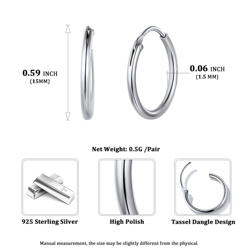 Classic Sterling Silver Piercing Hollow Hoop Earrings for