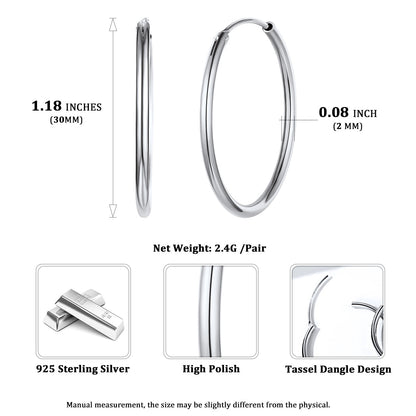 Sterling Silver Thin Hoop Earrings for
