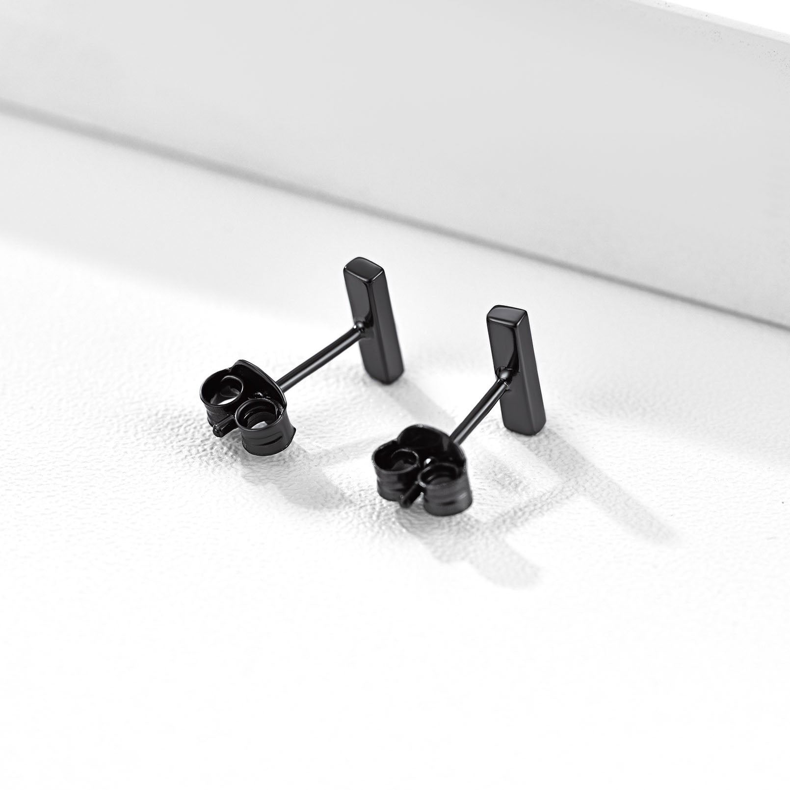Sterling Silver Simple Bar Stud Earrings for