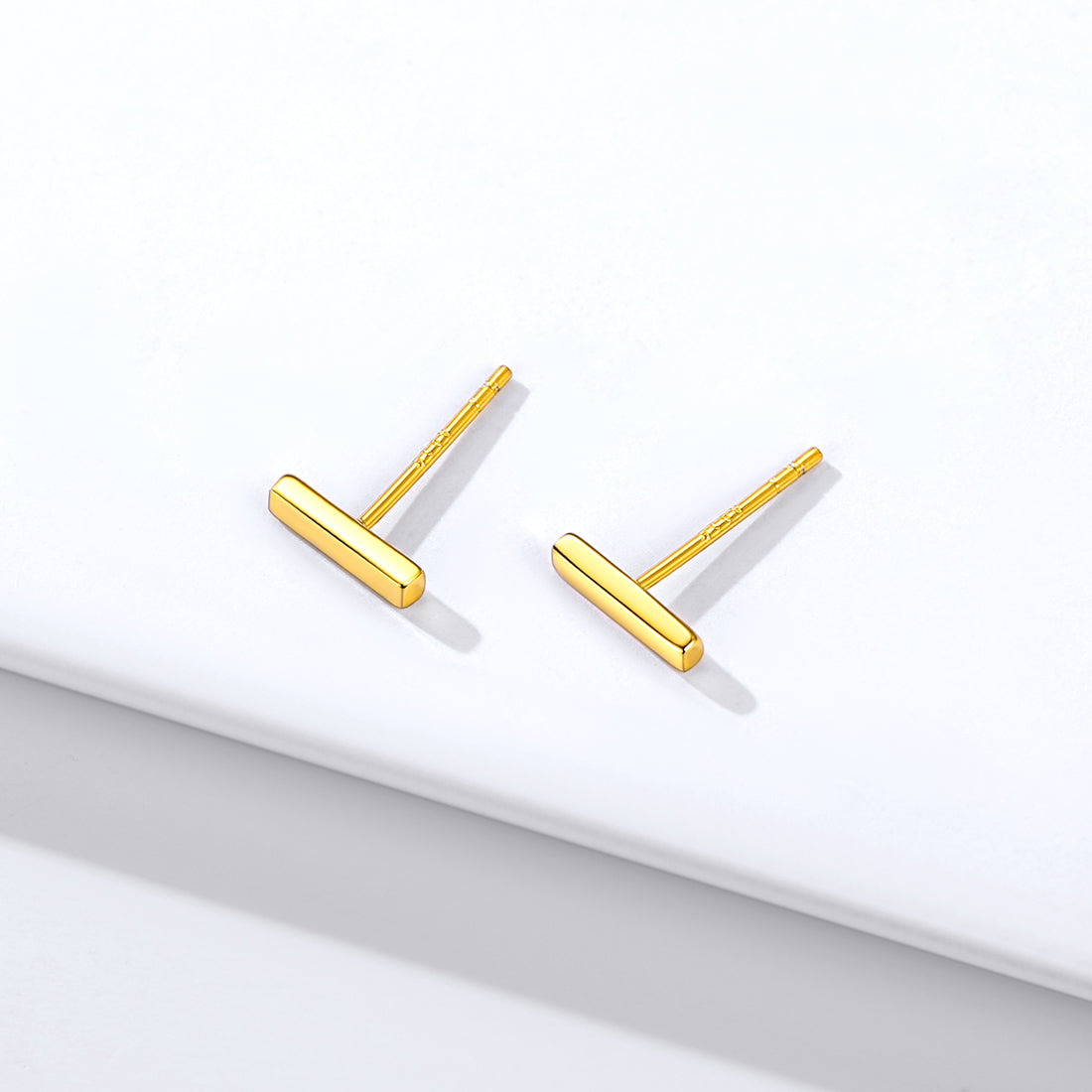 Sterling Silver Simple Bar Stud Earrings for