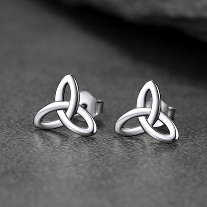 Silver Celtic Knot Stud Earrings for