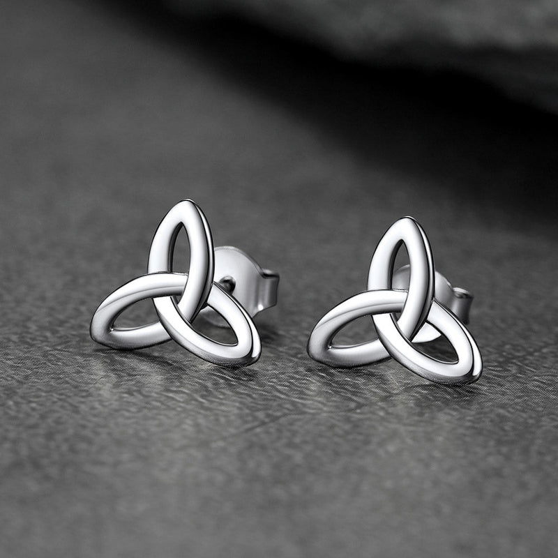 Silver Celtic Knot Stud Earrings for