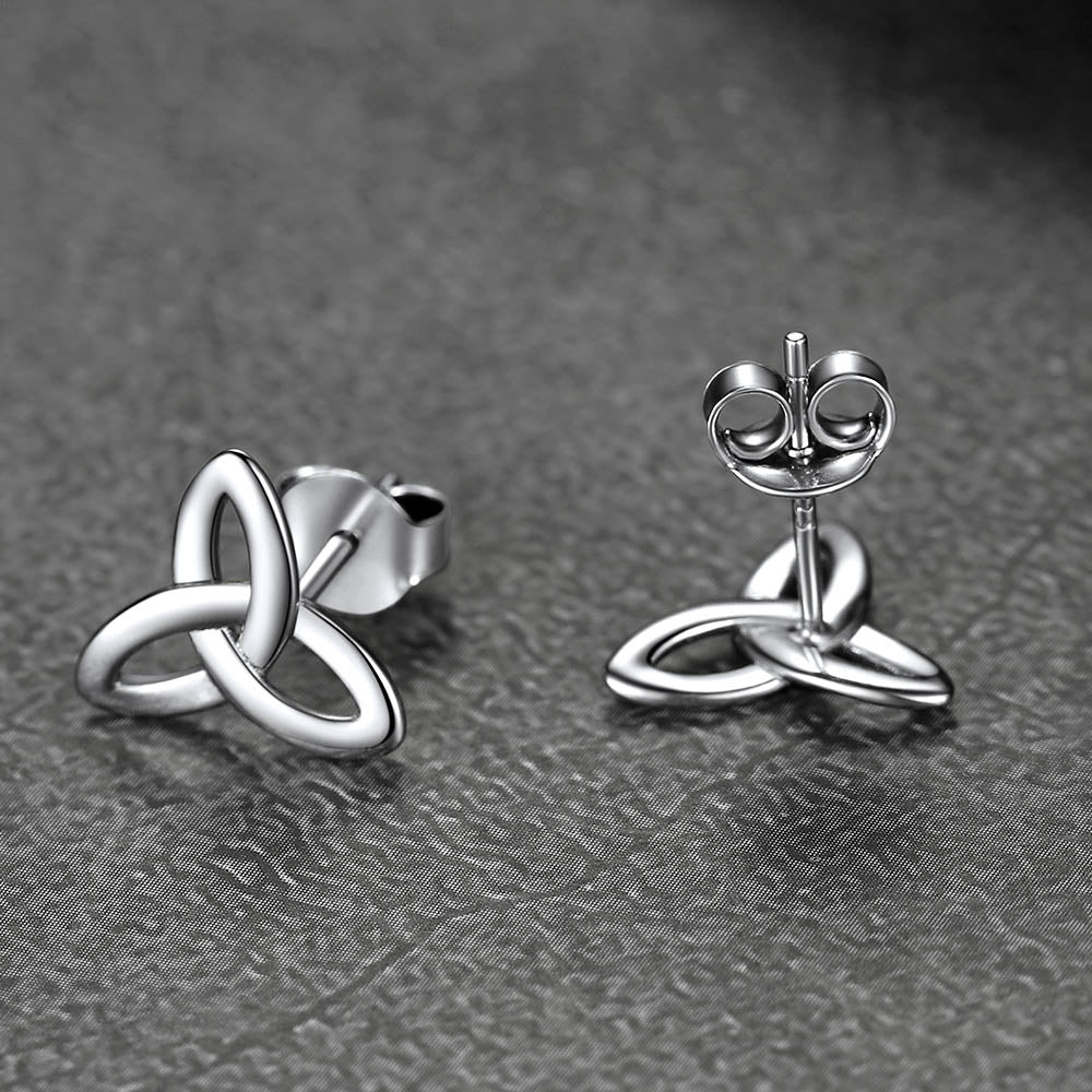 Silver Celtic Knot Stud Earrings for