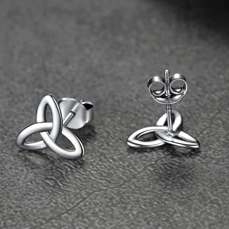 Silver Celtic Knot Stud Earrings for