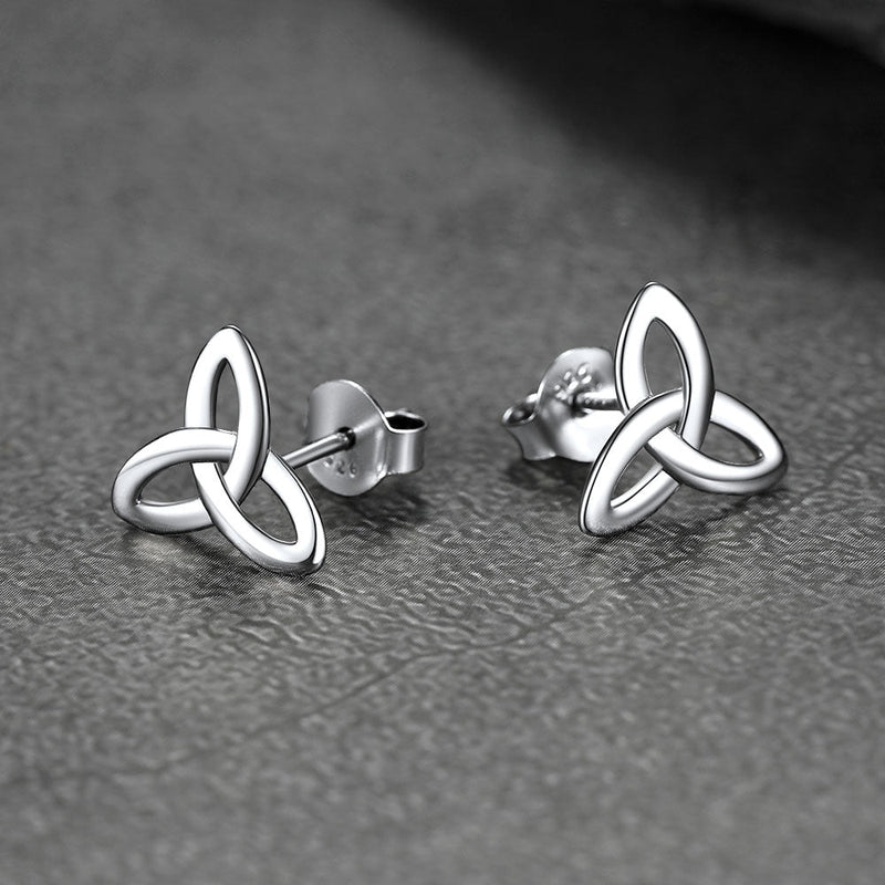 Silver Celtic Knot Stud Earrings for