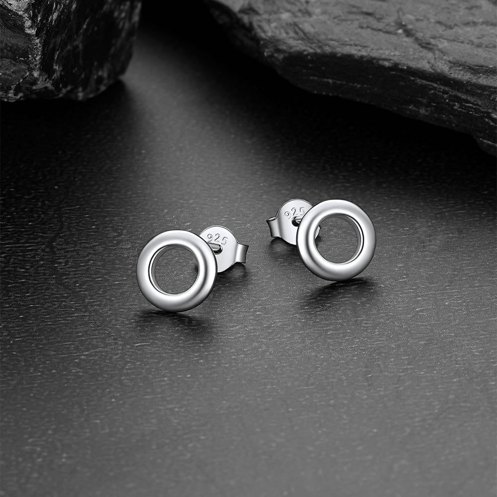 Sterling Silver Classic Circle Stud Earrings for