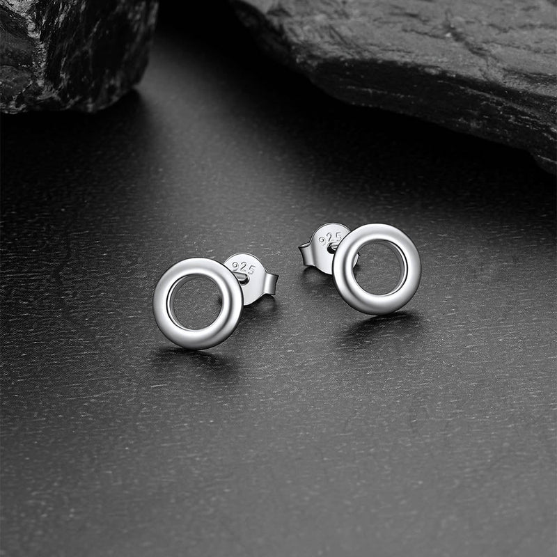 Sterling Silver Classic Circle Stud Earrings for