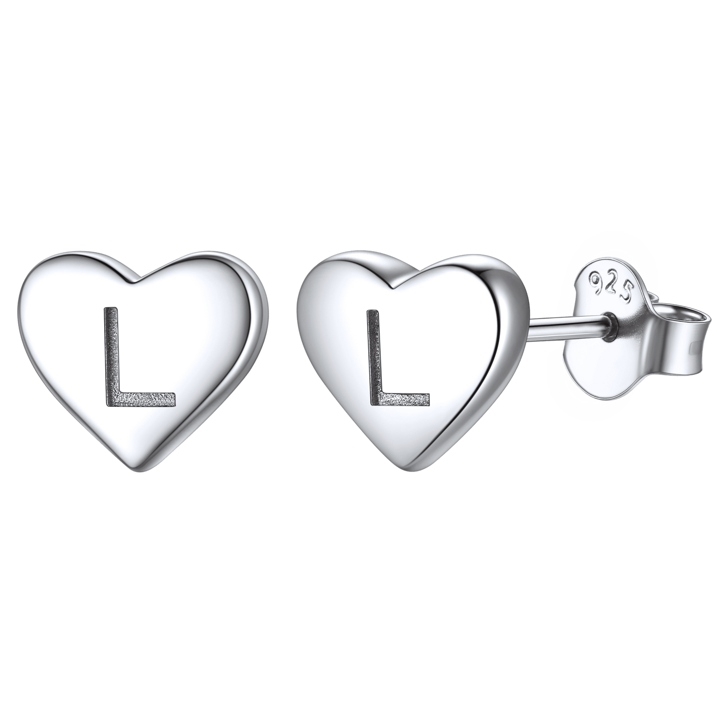 Sterling Silver Heart Initial Letter Stud Earrings for Girl Baby
