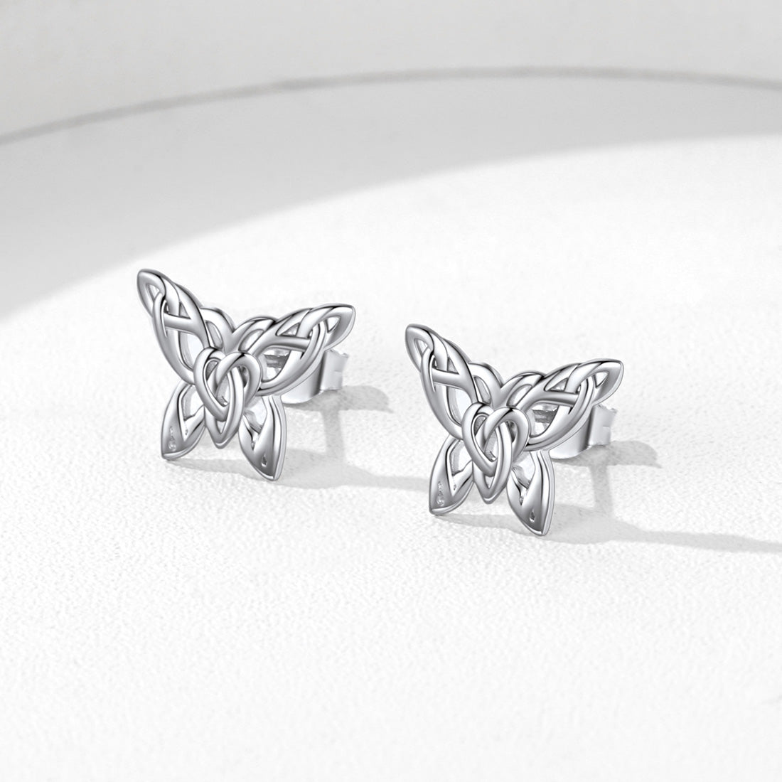 Silver Celtic Butterfly Stud Earrings for