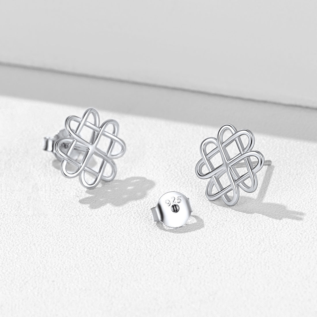 Silver Celtic Love Knot Stud Earrings for