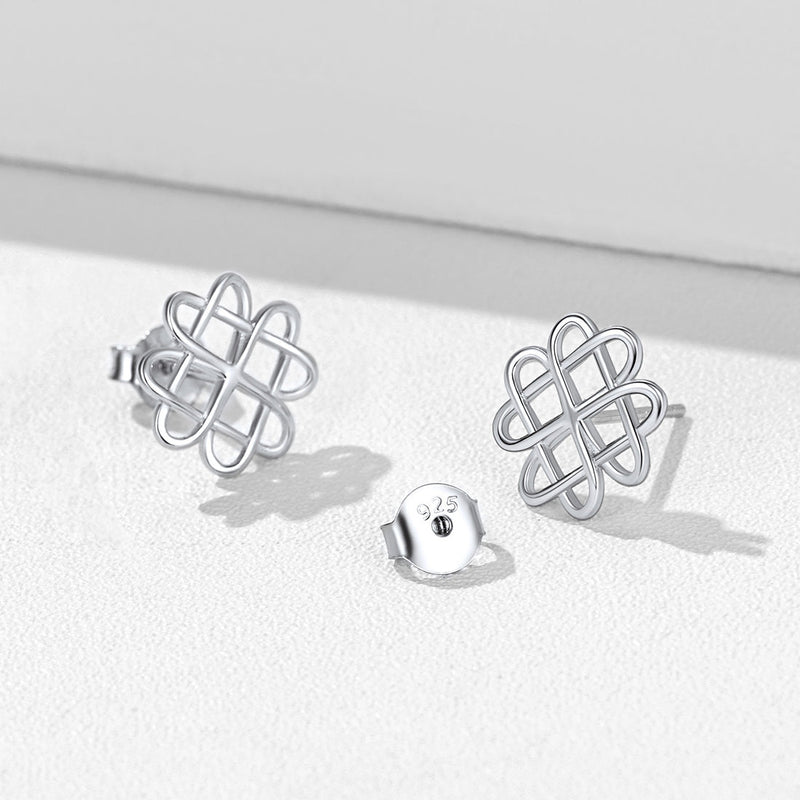 Silver Celtic Love Knot Stud Earrings for