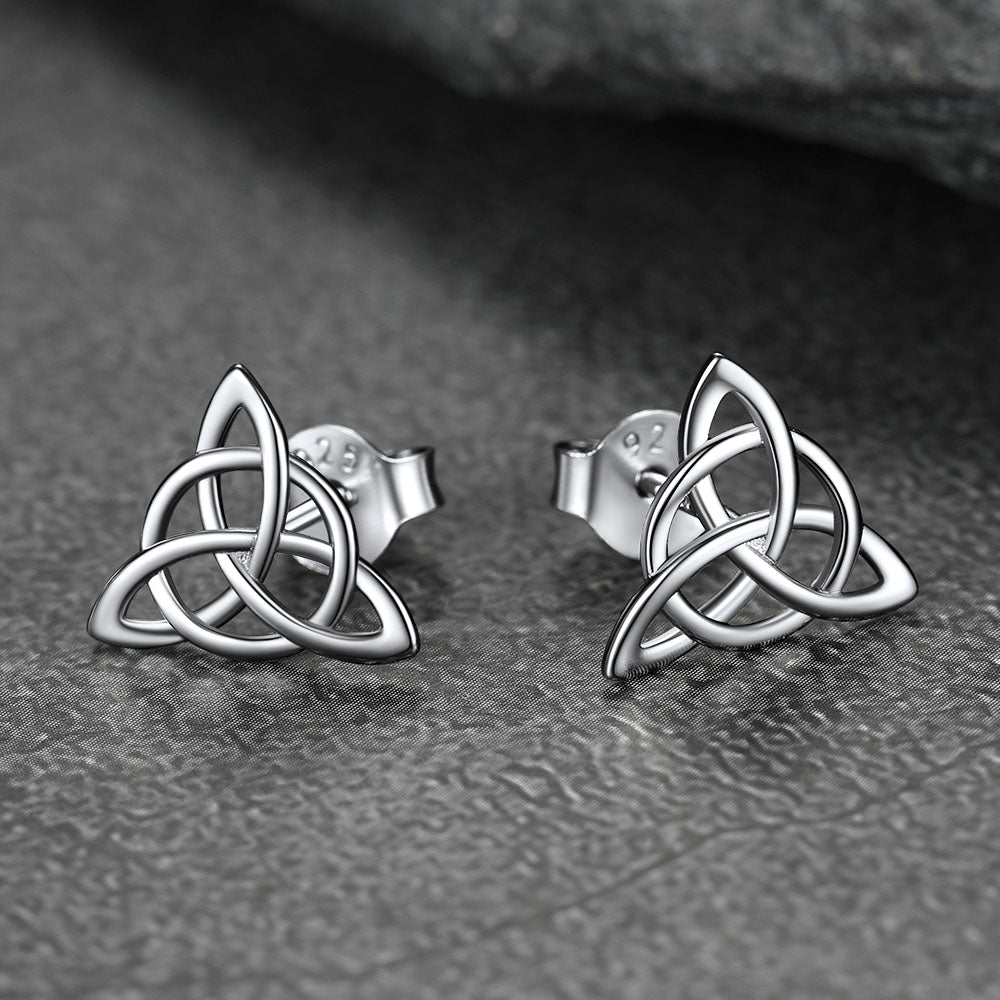 Sterling Silver Celtic Triquetra Stud Earrings for
