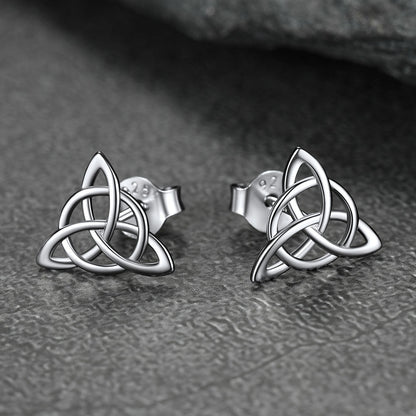 Sterling Silver Celtic Triquetra Stud Earrings for