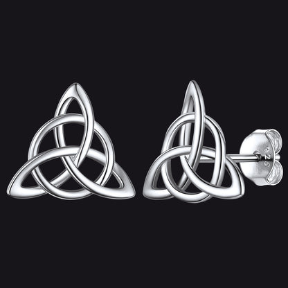 Sterling Silver Celtic Triquetra Stud Earrings for