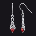 Sterling Silver Celtic Knot With Heart Birthstone Drop Earrings for
