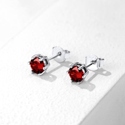 925 Sterling Silver Birthstone Stud Earrings for