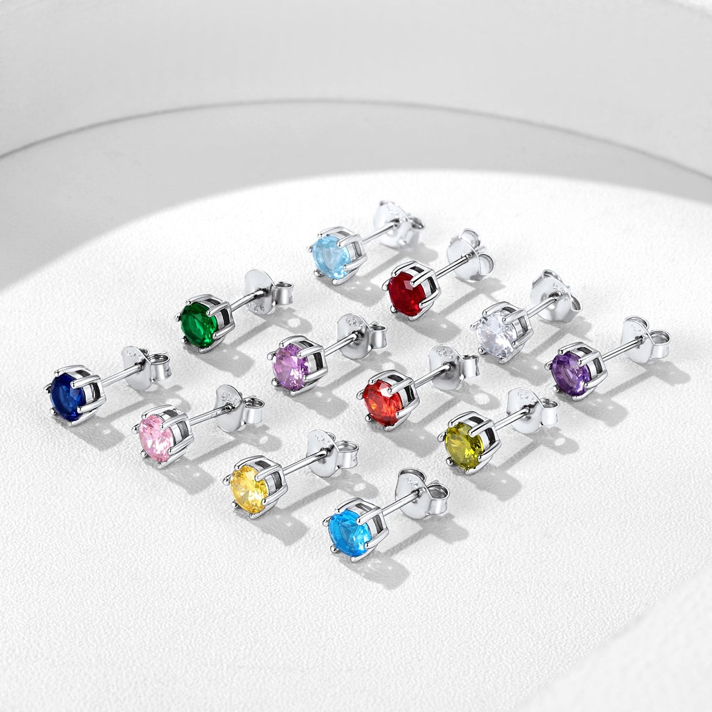 925 Sterling Silver Birthstone Stud Earrings for