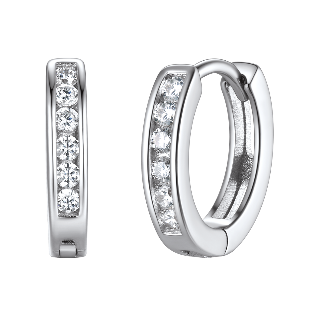 Sterling Silver Black Onyx Huggie Hoop Earrings for