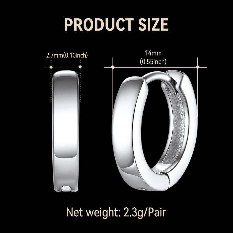 Sterling Silver Huggie Hoop Classic Earrings for