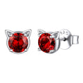 Silver Birthstone Cat Stud Earrings for Cat Lovers
