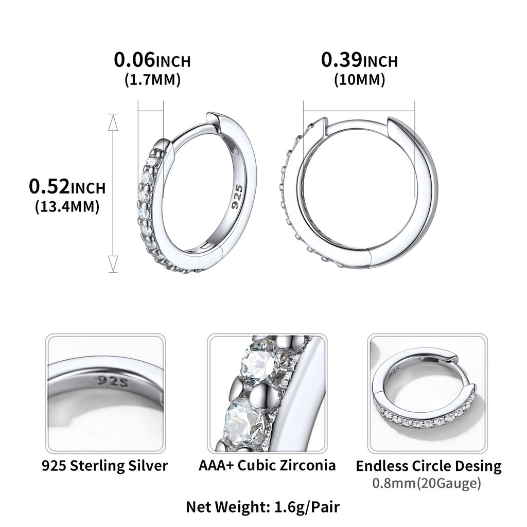 Sparkling Diamond Cartilage Huggie Hoop Earrings for in Sterling Silver