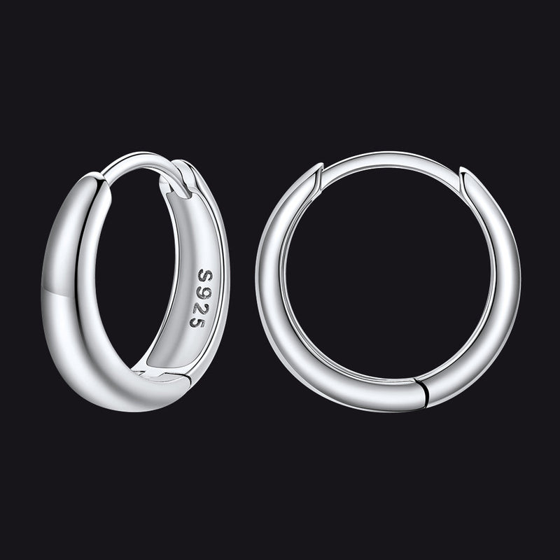 Simple Sterling Silver Thick Huggie Hoop Earrings for