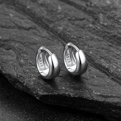 Simple Sterling Silver Thick Huggie Hoop Earrings for