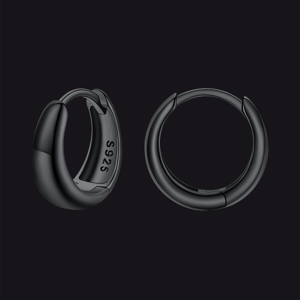 Simple Sterling Silver Thick Huggie Hoop Earrings for