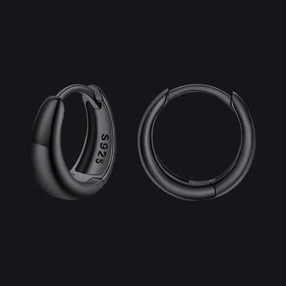 Simple Sterling Silver Thick Huggie Hoop Earrings for