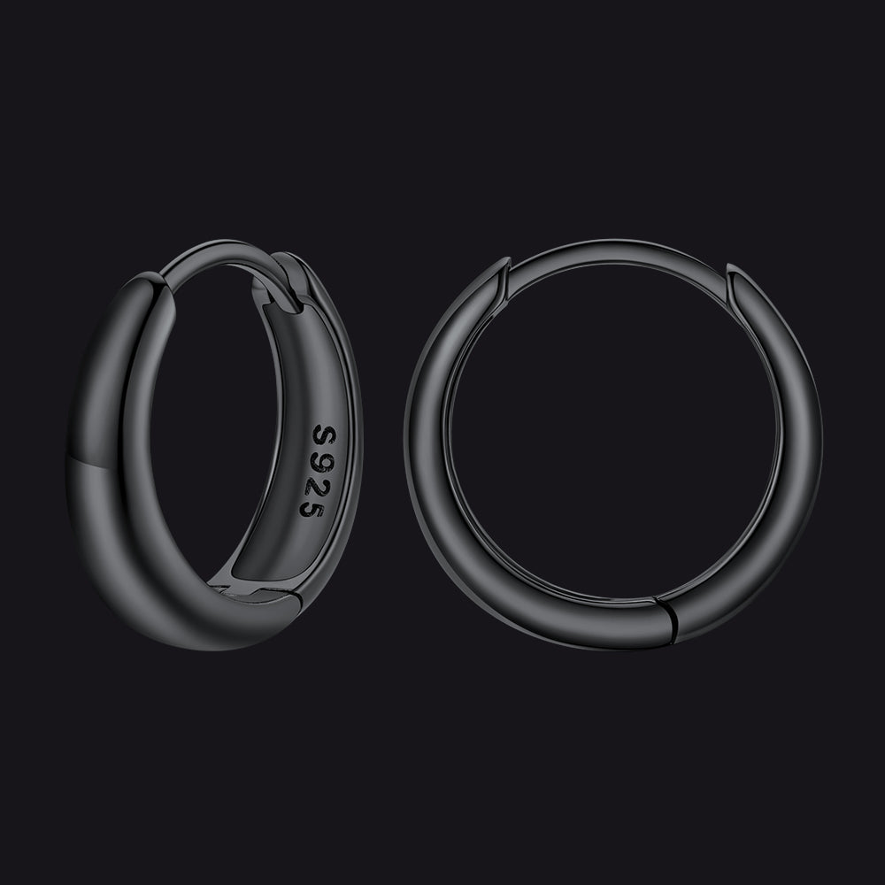 Simple Sterling Silver Thick Huggie Hoop Earrings for