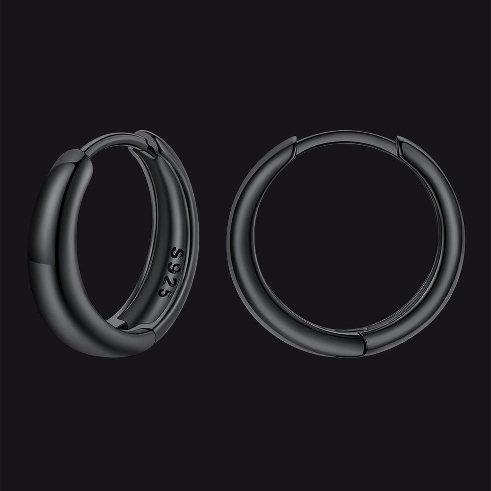 Simple Sterling Silver Thick Huggie Hoop Earrings for