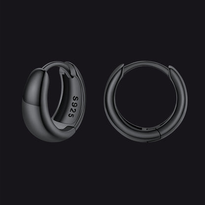 Simple Sterling Silver Thick Huggie Hoop Earrings for