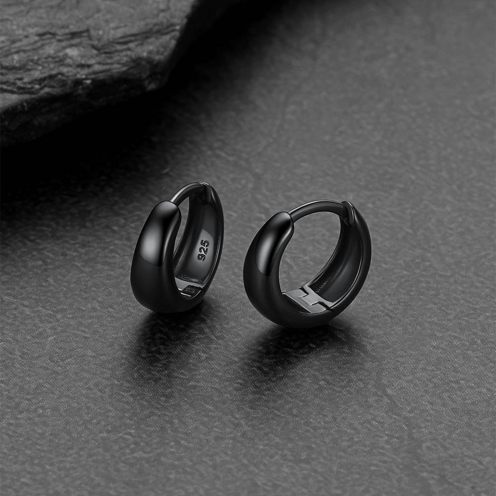 Simple Sterling Silver Thick Huggie Hoop Earrings for