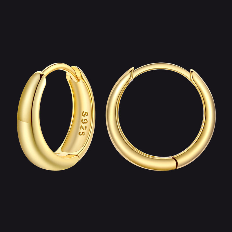 Simple Sterling Silver Thick Huggie Hoop Earrings for