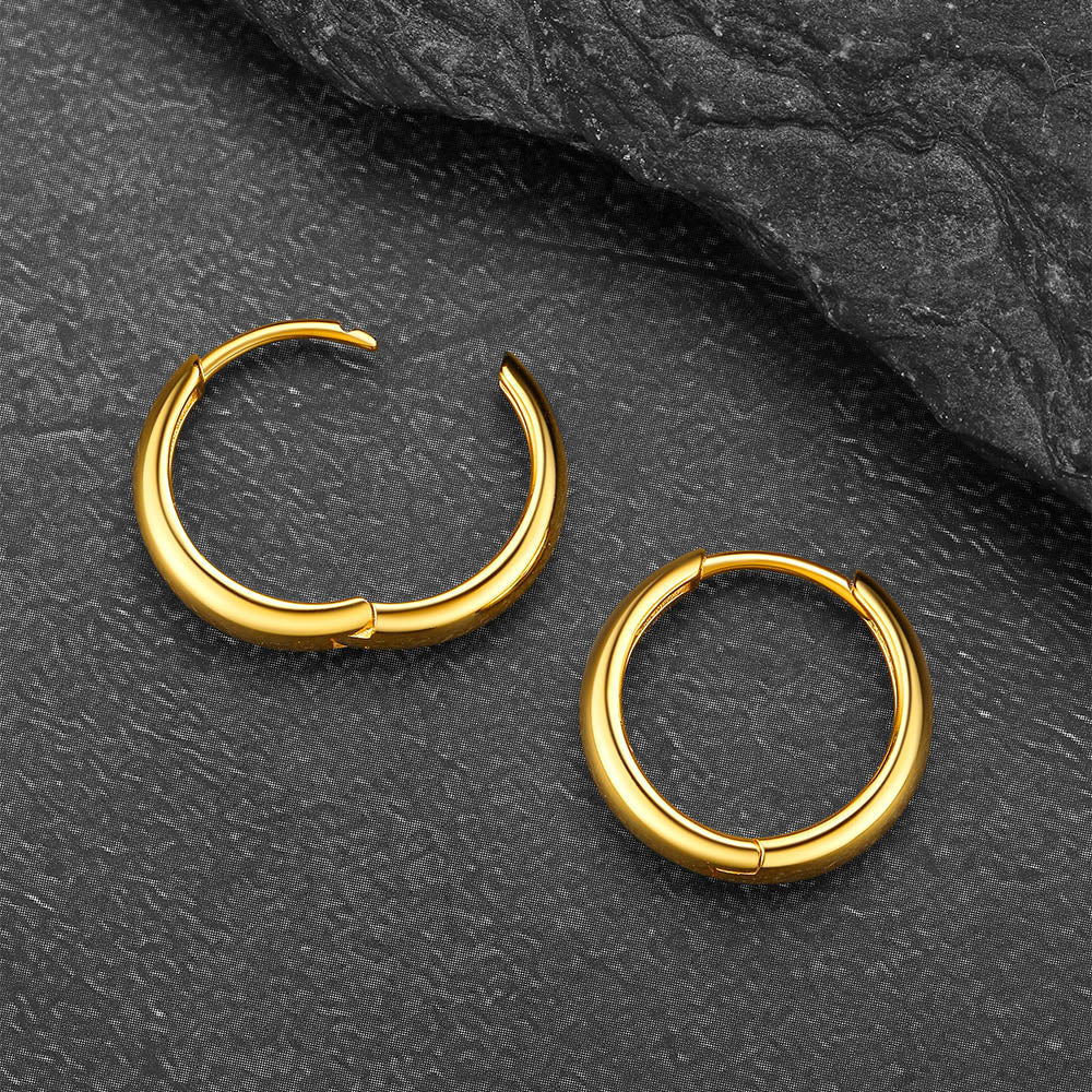 Simple Sterling Silver Thick Huggie Hoop Earrings for