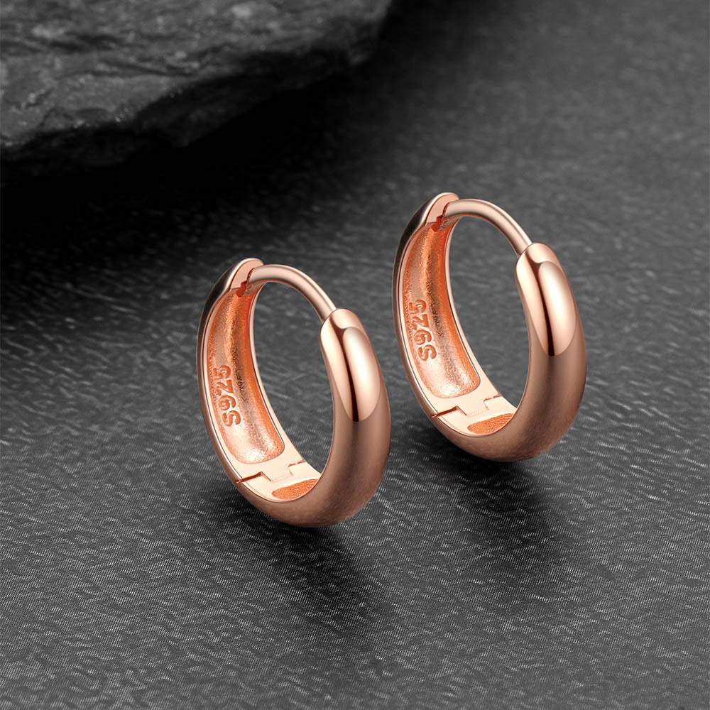 Simple Sterling Silver Thick Huggie Hoop Earrings for