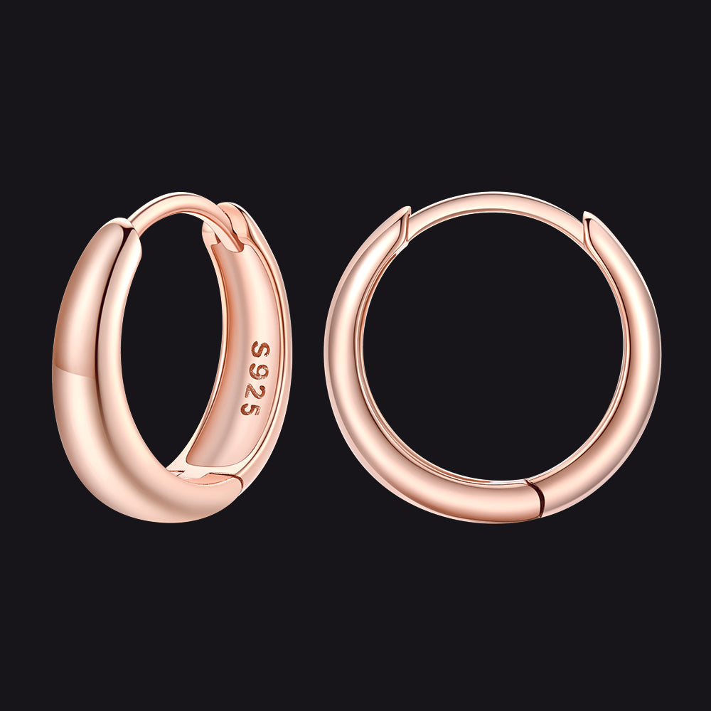 Simple Sterling Silver Thick Huggie Hoop Earrings for