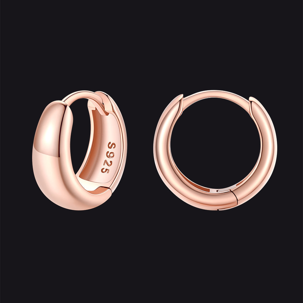 Simple Sterling Silver Thick Huggie Hoop Earrings for