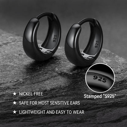 Simple Sterling Silver Thick Huggie Hoop Earrings for