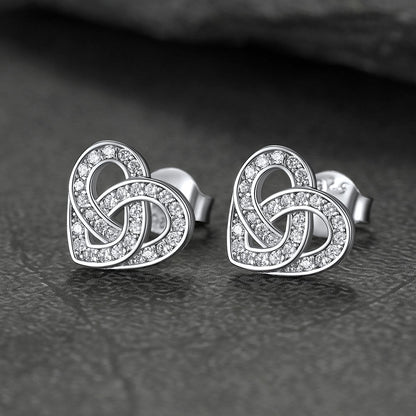 Zirconia Celtic Heart Stud Earrings for in Silver