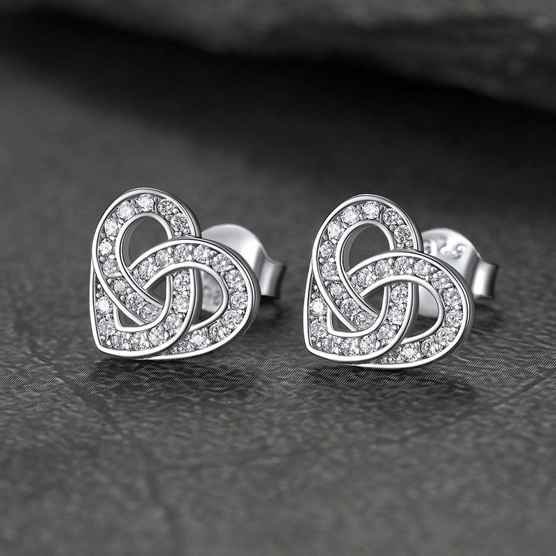 Zirconia Celtic Heart Stud Earrings for in Silver