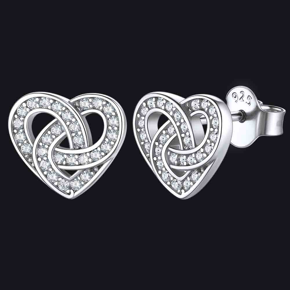 Zirconia Celtic Heart Stud Earrings for in Silver