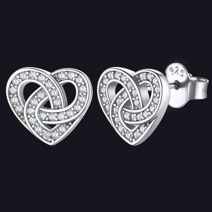 Zirconia Celtic Heart Stud Earrings for in Silver
