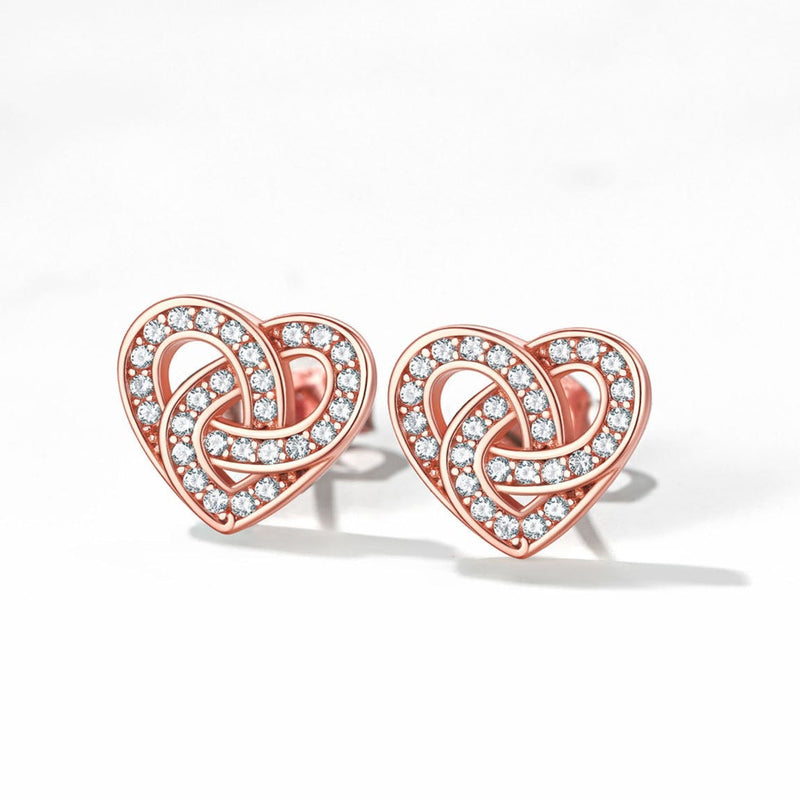 Zirconia Celtic Heart Stud Earrings for in Silver