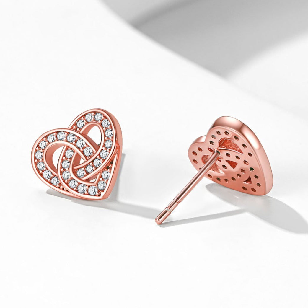 Zirconia Celtic Heart Stud Earrings for in Silver