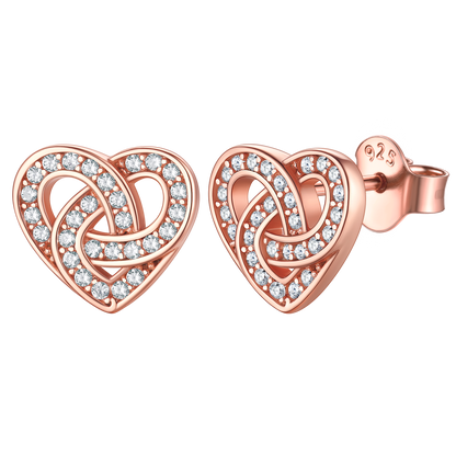Zirconia Celtic Heart Stud Earrings for in Silver