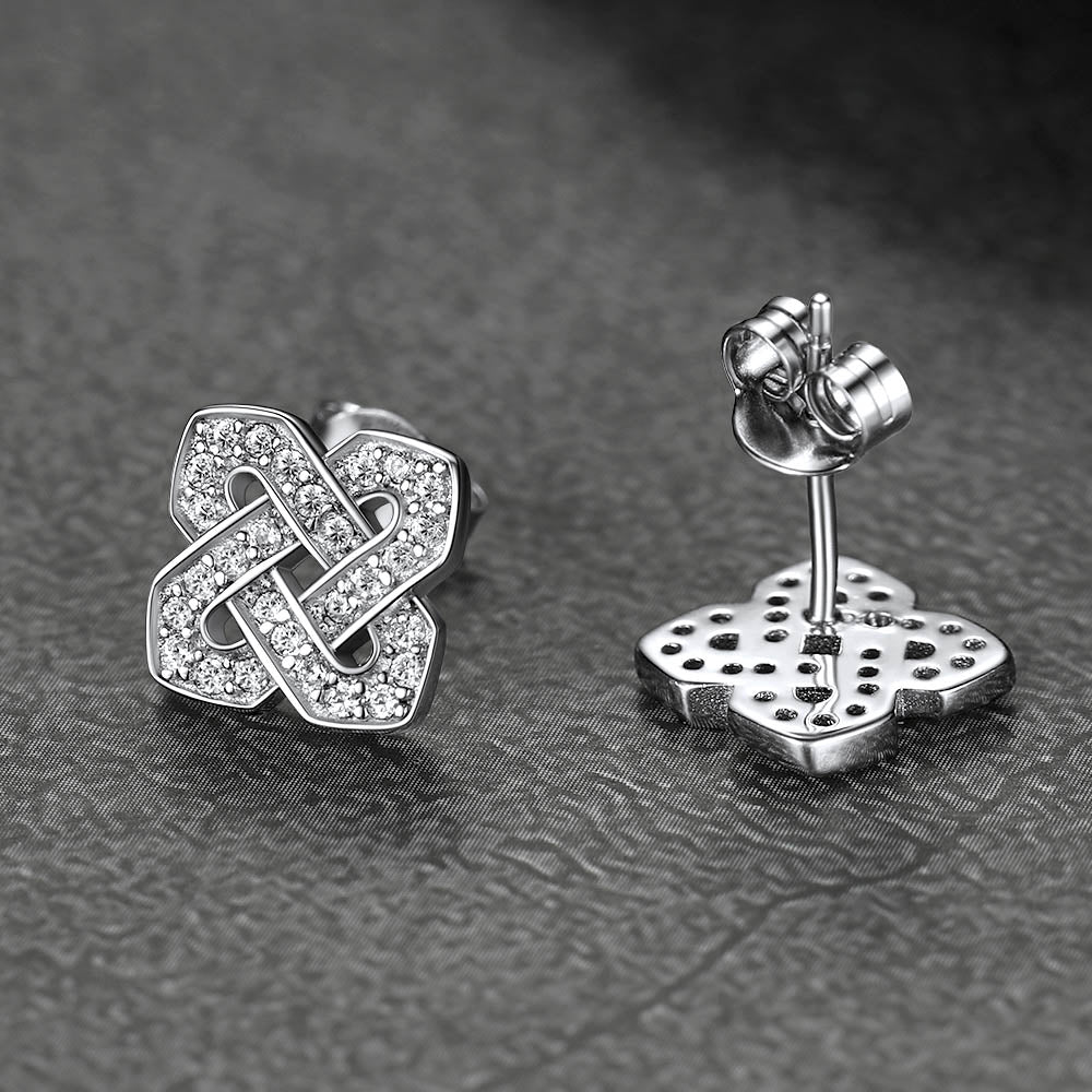 Cubic Zirconia Celtic Knot Earrings for in Silver