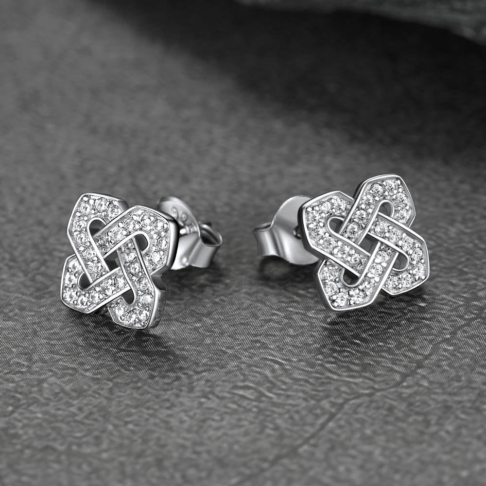 Cubic Zirconia Celtic Knot Earrings for in Silver