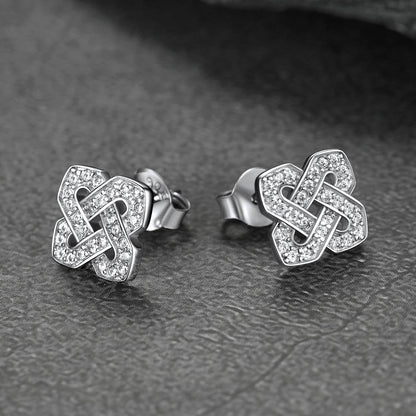 Cubic Zirconia Celtic Knot Earrings for in Silver